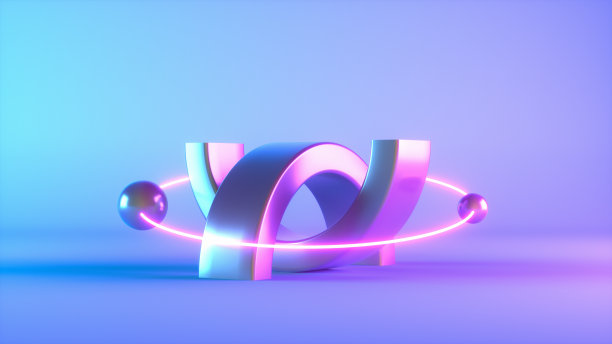 抽象背景与彩虹彩色几何形状和霓虹圈图片下载