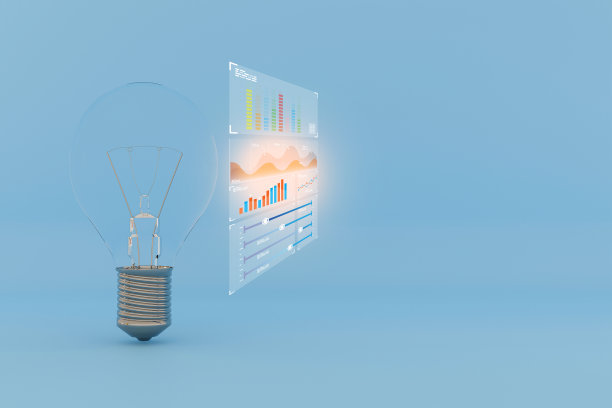 想法灯泡在蓝色平铺模板爱迪生复古灯泡发光孤立的对象透明背景图片下载