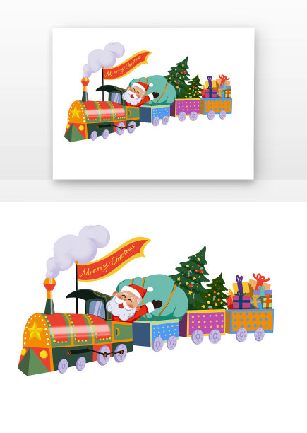圣诞节圣诞老人开小火车送礼图片下载