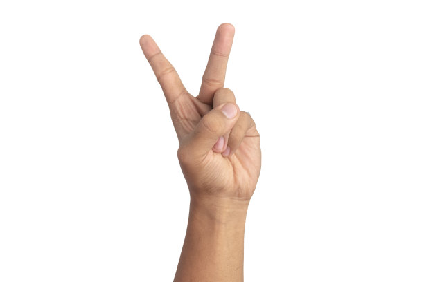 白色背景上的二号手图片下载