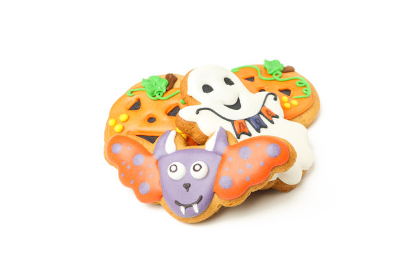 有趣的万圣节饼干孤立在白色背景图片下载