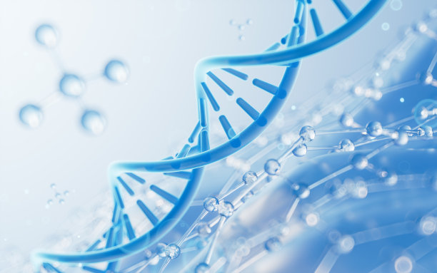 DNA和分子结构，生物技术概念，3d渲染。图片下载