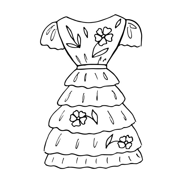 复古风格的手绘时尚女装图片下载