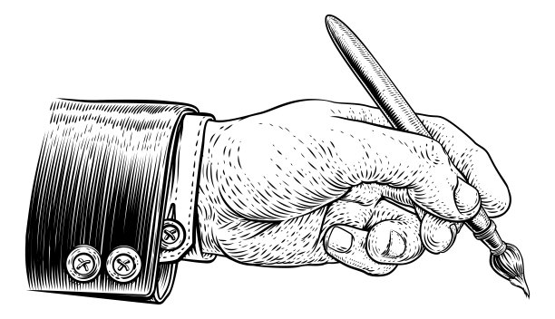 手在商务西装拿着艺术家的画笔图片下载