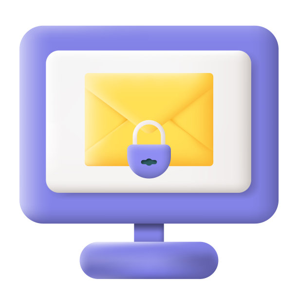 新的加密电子邮件在电脑屏幕上隔离在白色背景。电子邮件数字保护概念。3D矢量插图图片下载