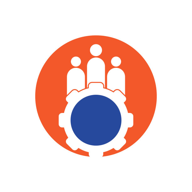 齿轮和人矢量标志设计模板。图片下载