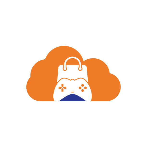 游戏商店云形状概念矢量logo。设计。图片下载