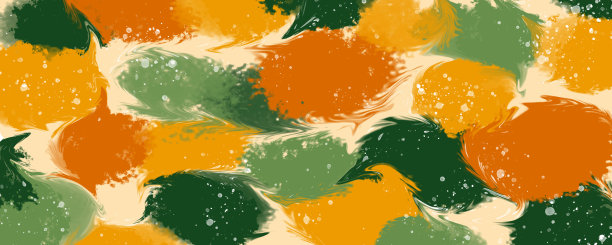 栅格抽象背景秋叶橙黄和绿色斑点图片下载