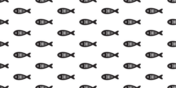 鱼无缝图案矢量鲑鱼金枪鱼鲨鱼卡通宠物海豚鲸鱼大海大海重复墙纸瓷砖背景礼物包装纸动物插画涂鸦设计围巾孤立的图片下载