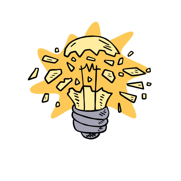 灯泡破裂。裂纹在灯泡。速写玻璃碎片图片下载