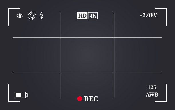相机取景框，视频或照片对焦屏幕。记录或快照模板，数码显示单反相机，摄影或摄像捕捉接口，平面矢量插图图片下载