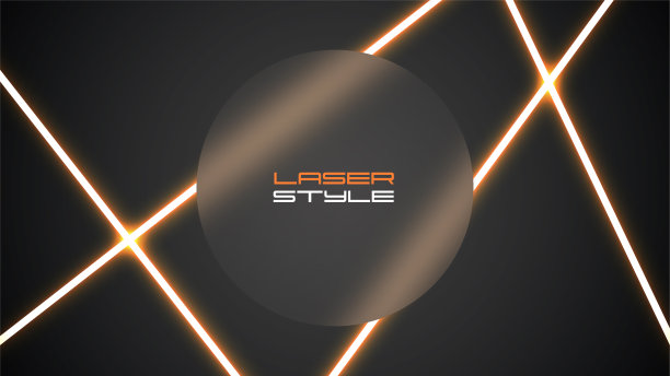 发光霓虹灯激光光束线在黑色背景与圆形模糊玻璃玻璃形态风格。摘要现代旗帜。未来的激光枪战海报或传单图片下载