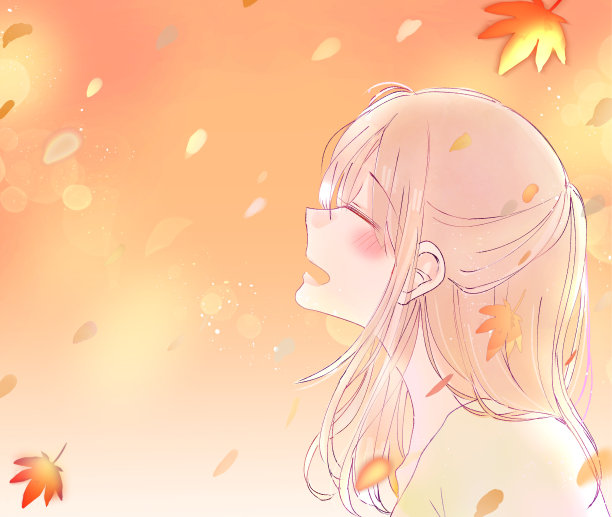 快乐的女人看着秋叶图片下载