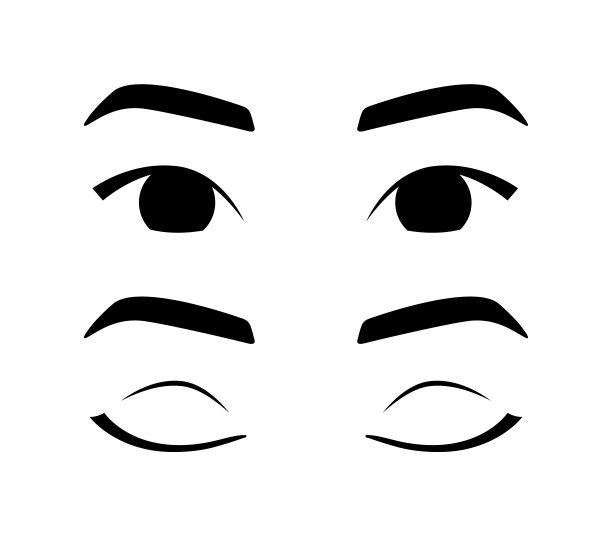 美丽的亚洲女人睁着眼睛。韩国女子的眉毛和睫毛。闭眼睛睡觉。前视图。平线时尚风格。黑白色。用于皮肤护理和美容设计的矢量图像。图片下载