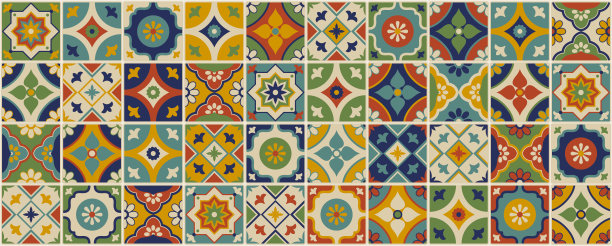 彩色的蓝宝石传统瓷砖背景图片下载