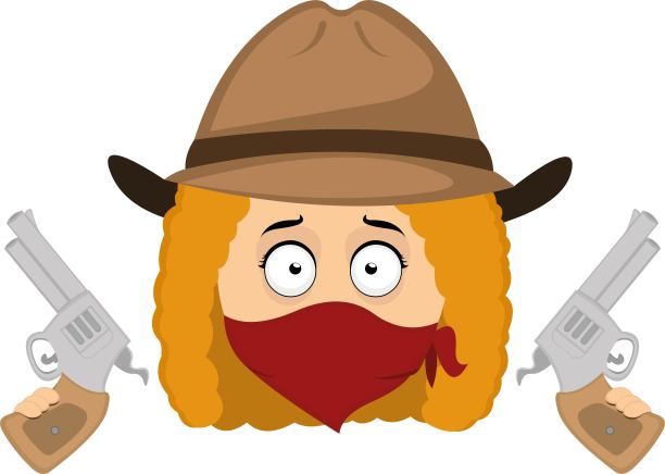 矢量头女孩强盗牛仔远西手枪图片下载