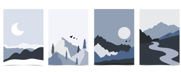 冬季自然景观背景与山和天空的集合图片下载