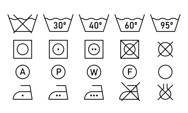 洗衣线图标设置。洗衣服的符号。白色背景上的矢量插图图片下载