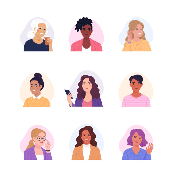 收集女性头像。图片下载