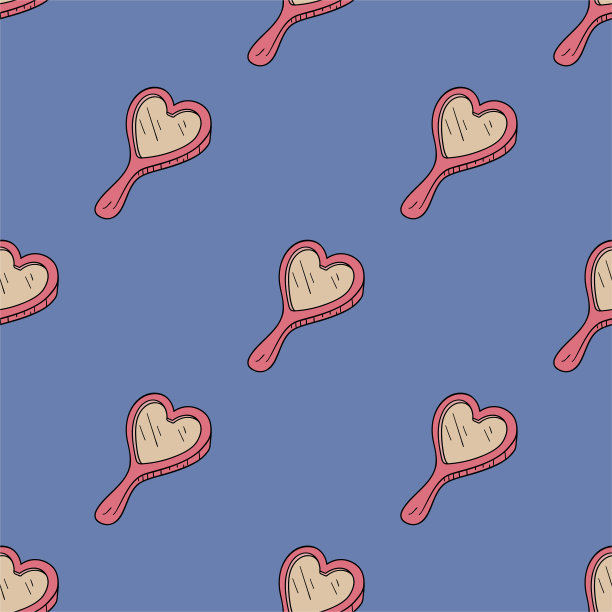 心柄镜矢量无缝图案。可爱的重复背景的纺织品，设计，织物，封面等。图片下载
