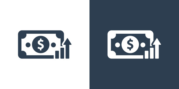 钱增加。货币和金融线图标图片下载