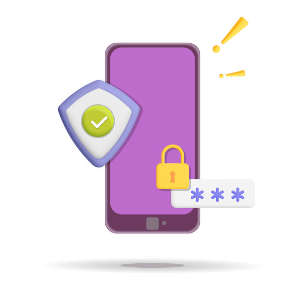 3d矢量带密码的移动安全概念设计图片下载