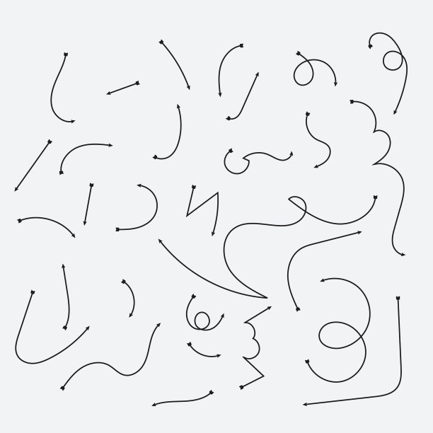 各种粗略的涂鸦箭头。手绘的简单符号。枯燥乏味的纹理。图片下载