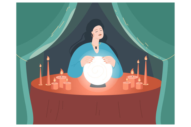 女巫师在暗室里预测命运或未来图片下载