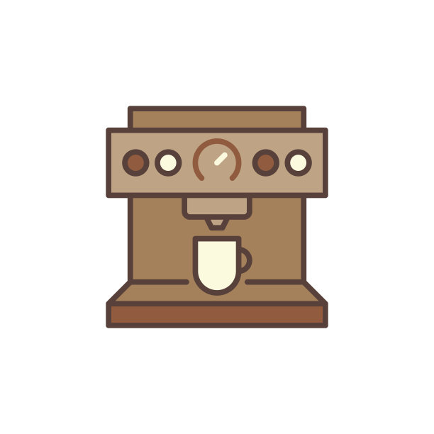 咖啡机矢量概念棕色图标图片下载