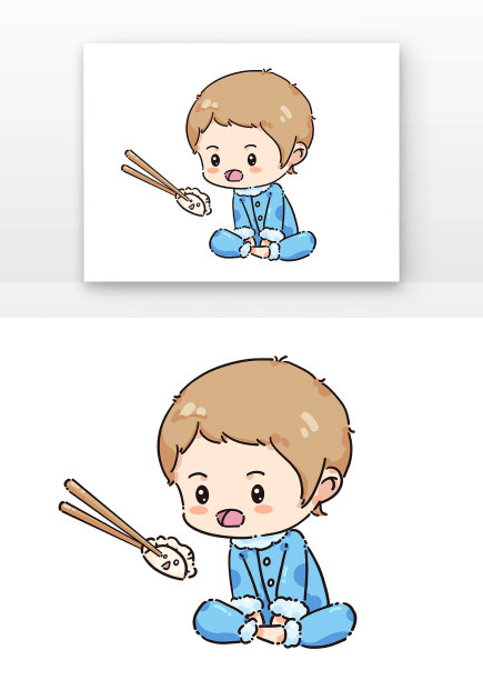 小孩吃饺子图片下载