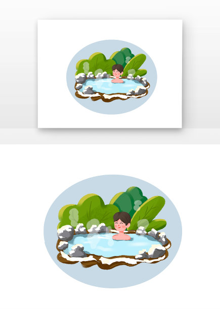 原创元素冬至小雪温泉男孩图片下载