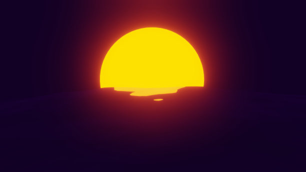 80年代风格的日落，环抱的海洋图片下载