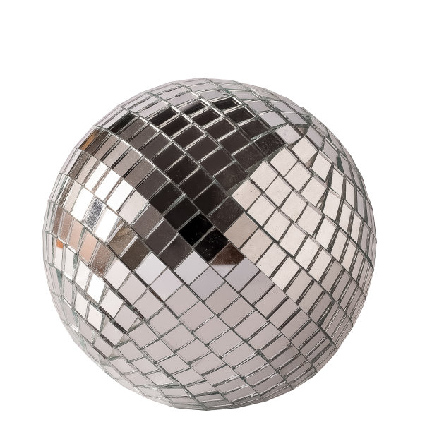 镜子迪斯科球孤立在白色背景。华丽的装饰，银色的装饰图片下载