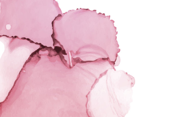 水彩背景与抽象的粉色墨水波。图片下载