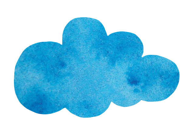 蓝色云彩形状的水彩画。图片下载