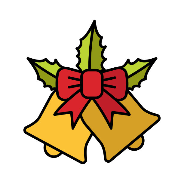 圣诞钟图标矢量设计模板在白色背景图片下载