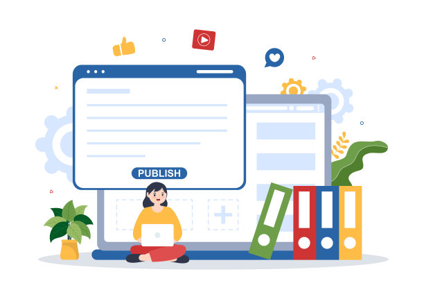 数字出版内容博客营销写作为社交媒体或网页模板组织手绘漫画平面插图图片下载