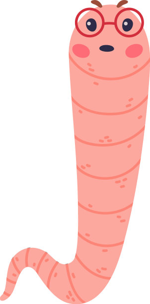 有趣的粉红色蠕虫角色长管身体图片下载