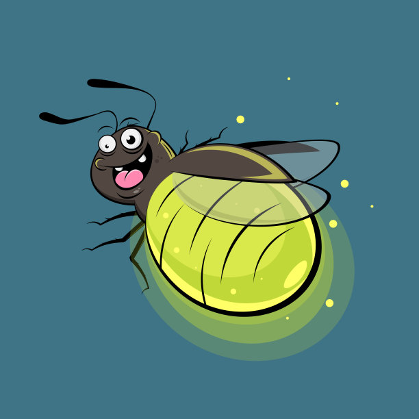 有趣的插图，发光的卡通萤火虫图片下载