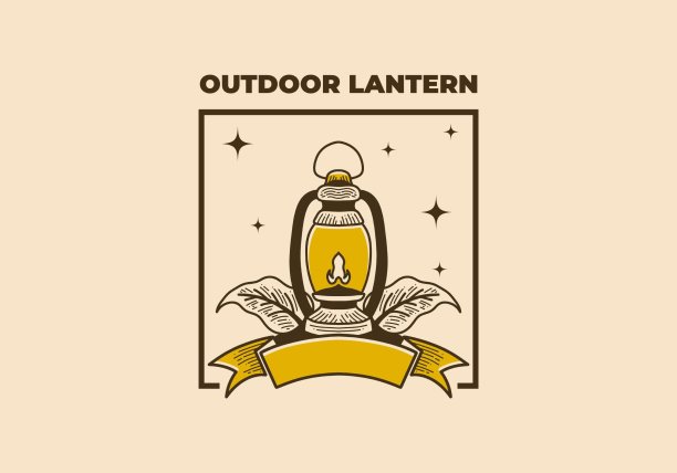复古风格的户外灯笼与缎带设计图片下载