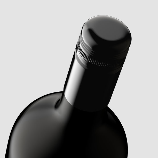 模板,实物模型。灰色背景的两瓶红酒，带收缩盖。特写，模糊的背景。3d插图，3d渲染图片下载