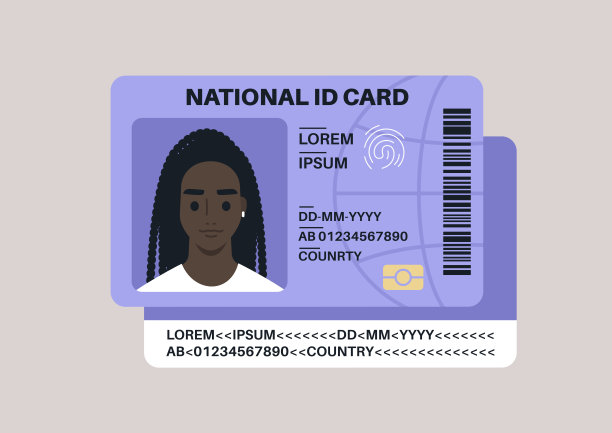 一张国民身份证模板，一个年轻的非洲女性公民图片下载