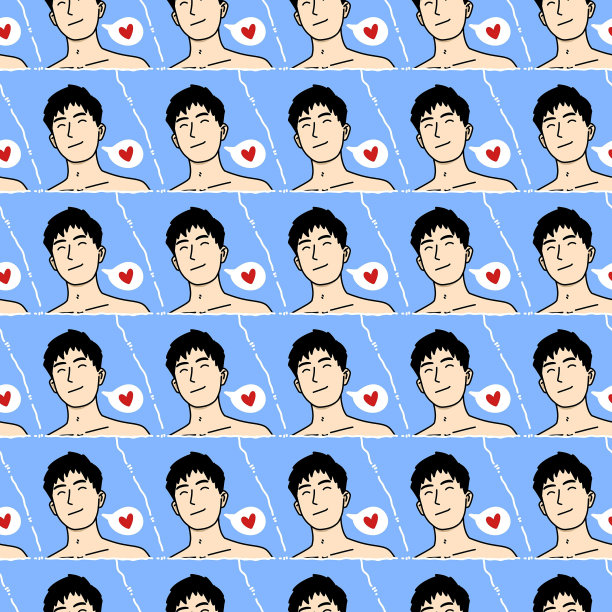 可爱男人卡通无缝图案图片下载