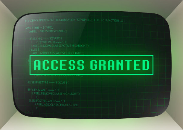 授予访问权限。显示正在进行的入侵阶段的旧显示器。矢量图图片下载