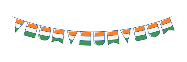 印度国旗花环。印度共和国日快乐。印度民族传统节日的象征。图片下载