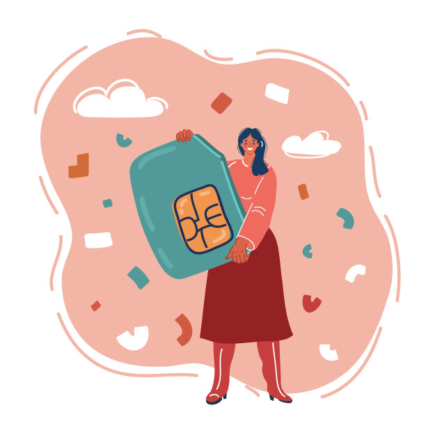 矢量插图的妇女演示SIM卡图片下载