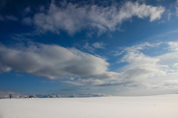 冬天的雪原和蓝天图片下载