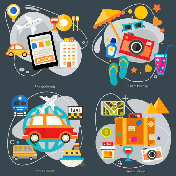 旅行的时间概念插图，时髦的扁平横幅图片下载