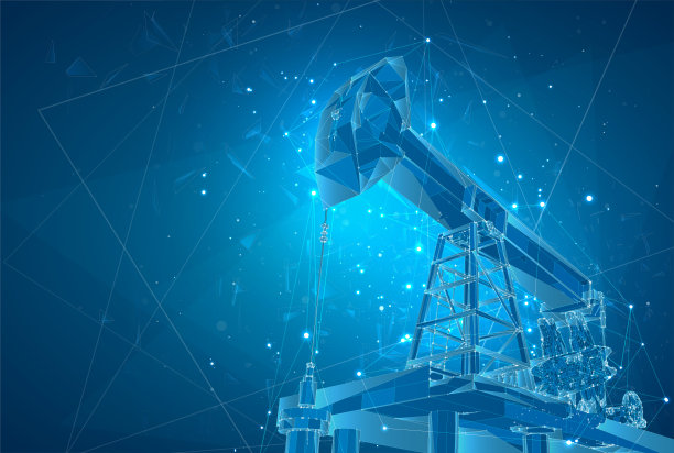 石油井架。向量3 d对象。开采的矿物质。粒子的抽象爆炸。图片下载