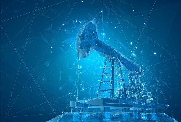 石油井架。向量3 d对象。开采的矿物质。粒子的抽象爆炸。图片下载